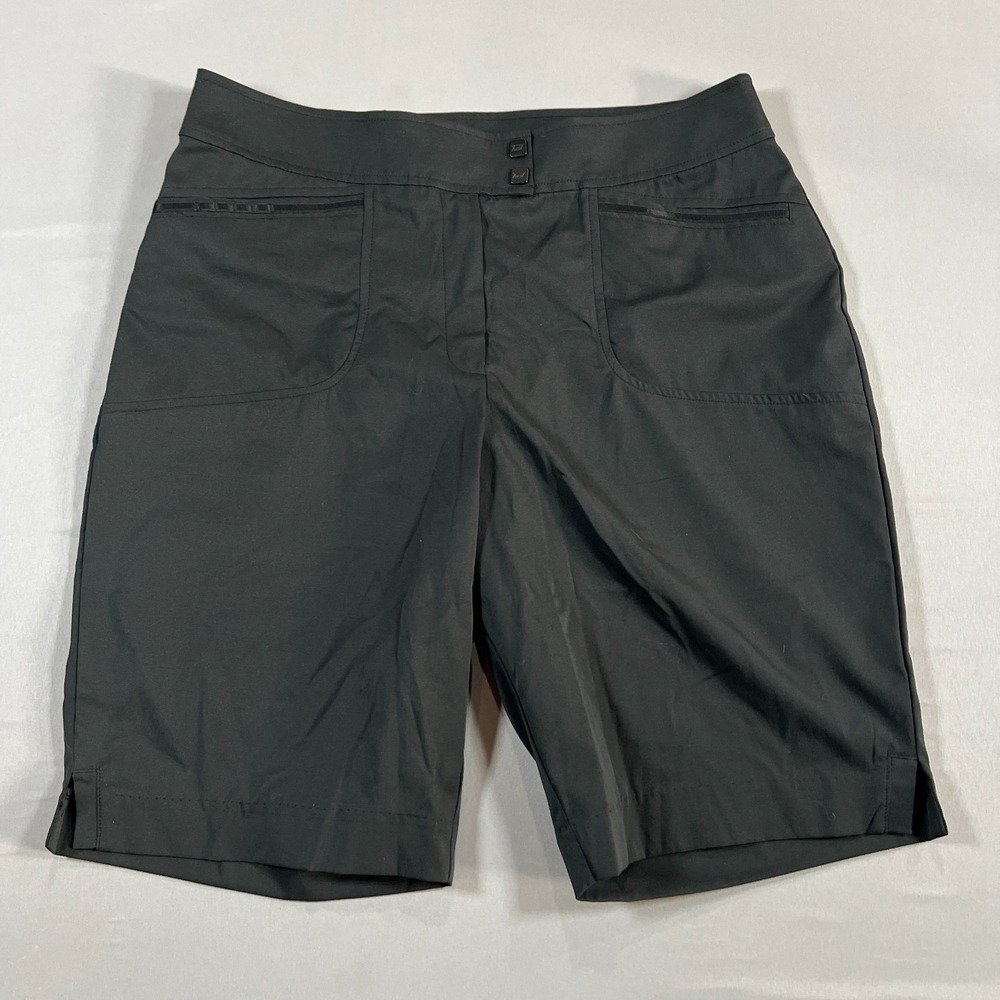 Tail Golf Shorts Womens 12 Black Stretch Flat Front Mid Rise Side Split Tennis